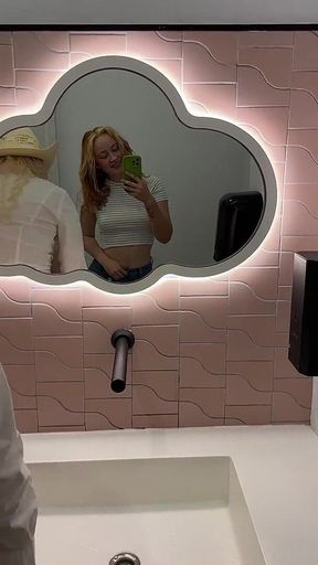 Me and My Step Daughter Pee in Public Toilet