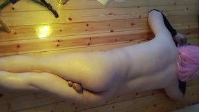 Femboy Enjoys Self-oil Massage on His Big Butt