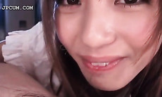 POV asian cute babe tongue teasing horny dick