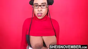 Dorky Black Babe Suckle Her Bignipples & Areolas After Undressing, The Biggest Real Breasts Shisnovember