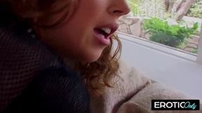 She chokes on dick and begs for a facial