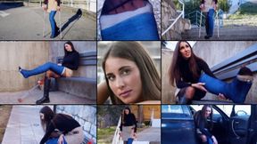 Mirna LLC Crutching Struggle Across Town in Black Nylons to Meet a Friend (HD 1920X1080)