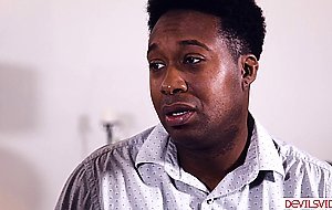 Petite brunette stepdaughter fucked by her black stepdad
