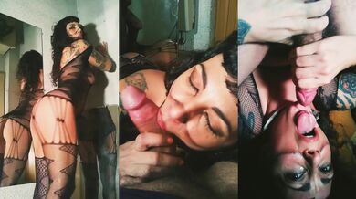 Cecile gets her mouth ruined by greedy cumshots after lustful deepthroat