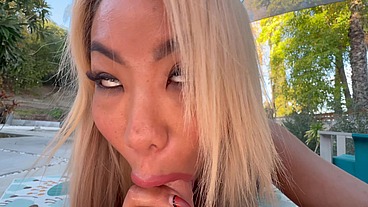 POV - A SLOPPY BLOWJOB, BREAST FUCK, & BALLS LICKING FROM VICTORIA LUI