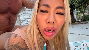 POV - A SLOPPY BLOWJOB, BREAST FUCK, & BALLS LICKING FROM VICTORIA LUI