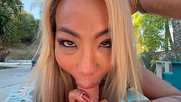POV - A SLOPPY BLOWJOB, BREAST FUCK, & BALLS LICKING FROM VICTORIA LUI