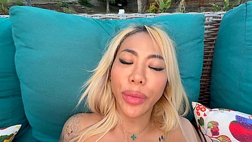 POV - A SLOPPY BLOWJOB, BREAST FUCK, & BALLS LICKING FROM VICTORIA LUI