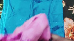 Satin Silk Handjob Porn - Cum on Saree - Satin Silky Pink Suit Rub on Dick Head (87)