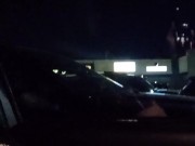 Hard cock in a crowded parking lot with the dome light on!