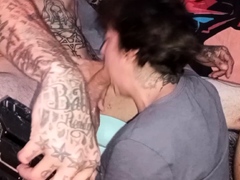 Brunette handjob amateur sensually jerks off her boyfriend