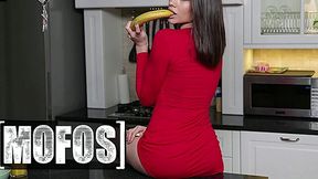 Horny Bitch Can't Wait for Dessert, Fucks Her Pussy with Toys in the Kitchen