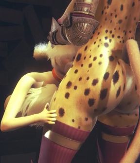 Furry fox chokes on two futanari loads till his throat is flooded