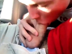 young twink sucks dick in car and swallows