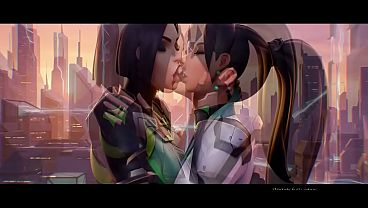 Sage x Viper Lesbian kissing (Valorant /AI generated)