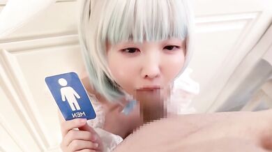 Tight toilet floods brain with white gushes step sis throat