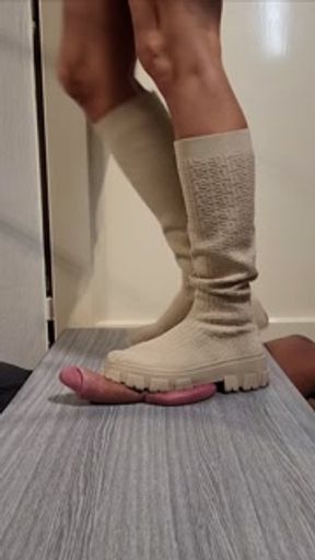 Barbie trample hard cock and balls with high boots No.40