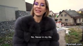 Cute Long-Haired Ukrainian Persuaded Outside for Sex with Stranger