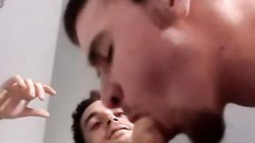 ”Gay amateurs in threeway jack off while cocks are sucked”