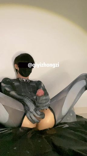 Black Spider Squirting Water and Cum