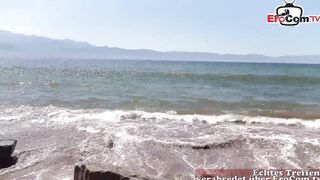 German Tourist outside pick up mexican Hispanic at beach