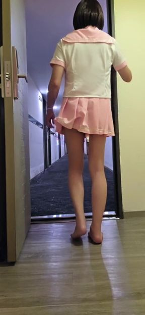 Inserting Dildo in the Hotel Hallway and It Fell to the Floor