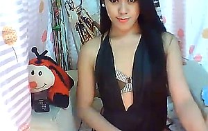 Solo ts jerks off her cock