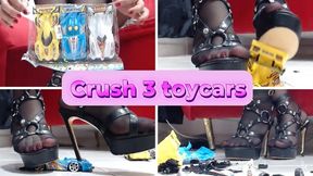 crushing crush 3 toycars in nylons and platform gladiator highheel sandal