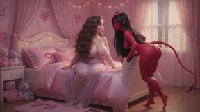 Red Desire Awakens in a Pink Bedroom Passionate Summoning AI generated