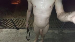 Public piss shower and spanking until cum
