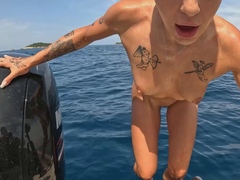 Nude Skinny Dipping in the Open Sea