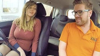 Fake Driving School Her big 34F TITS Bouncing during driving lesson evaluation