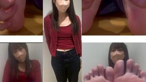 Neat and Clean Office Lady type Japanese Beauty Size 8. 5 Super Sensitive Sole Tickling Both feet Comparison; 5 minutes 32 seconds