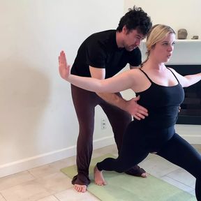 Stepson helps stepmom with yoga and stretches her pussy