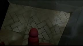 Gozando bem de leve no banheiro