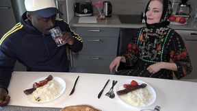 beautiful hijabi housewife invited her husband’s bbc friend over for arabic kebab