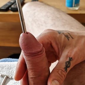 Sounding my cock nice urethra play