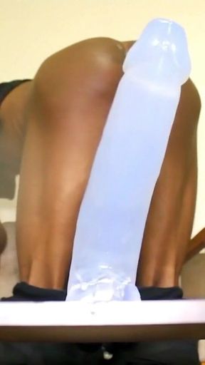 Extreme Anal Blowjob - Huge Dildo Riding Twink with the Farts Gapes and Prolapsed Asshole