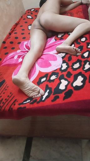 Indian Boy Lie Down on Bed Naked.