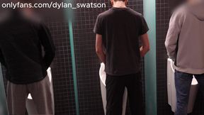 Almost caught... two straight guys blowing each other in the club restroom