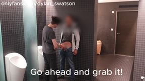 Almost caught... two straight guys blowing each other in the club restroom