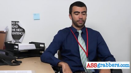 Office meeting with bondage sex games between horny gay studs.