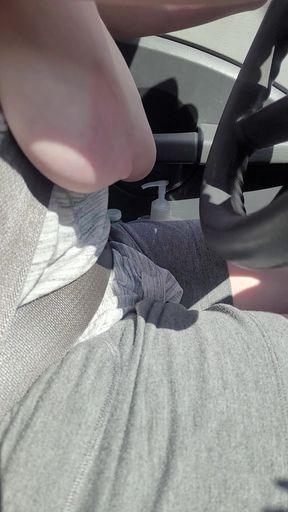 Saggy Tit Wife Driving the Car