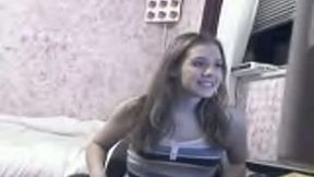 Lewd and cute amateur webcam girl tickled her own pussy for my joy