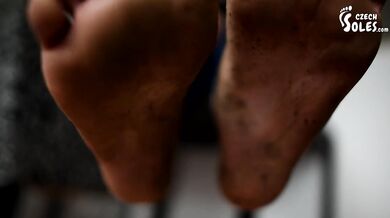 Dirty feet from barefoot walking (POV dirty feet, dirty bare feet, foot goddess, sexy soles toes)