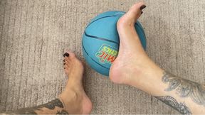 stepping on the basketball