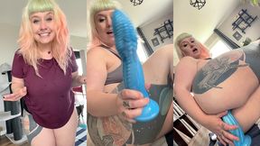 proxy paige blonde for a day with a big blue toy