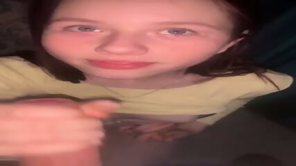 Petite redhead teen sucks dick