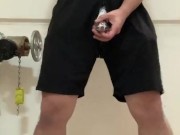 Caged Chinese college student masturbation in staircase