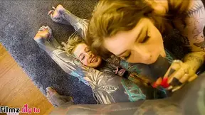 Alt-punk Teen Chicks Share A Tattoo Cock